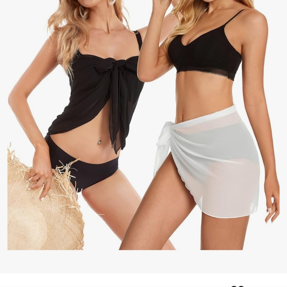 SWIM SKIRT WRAP COVERUP! 2 BLACK AND WHITE COVERUPS! NEW! NO TAGS!